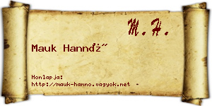 Mauk Hannó névjegykártya